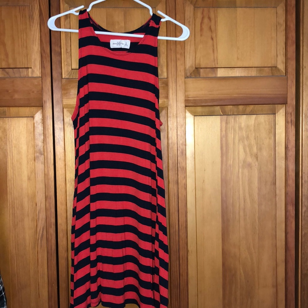 Red and navy striped dress